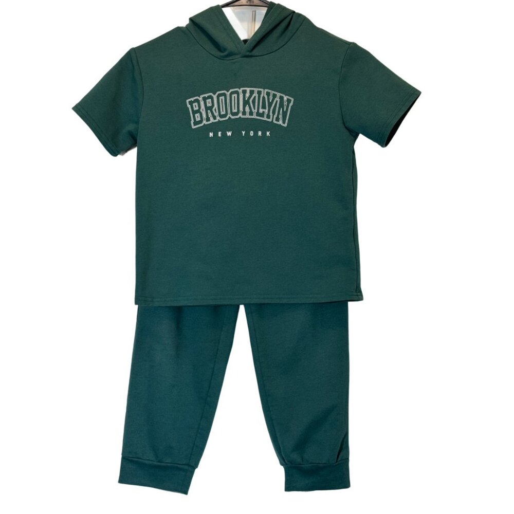 Boys Green  Matching Hoodie Set Size 7Y